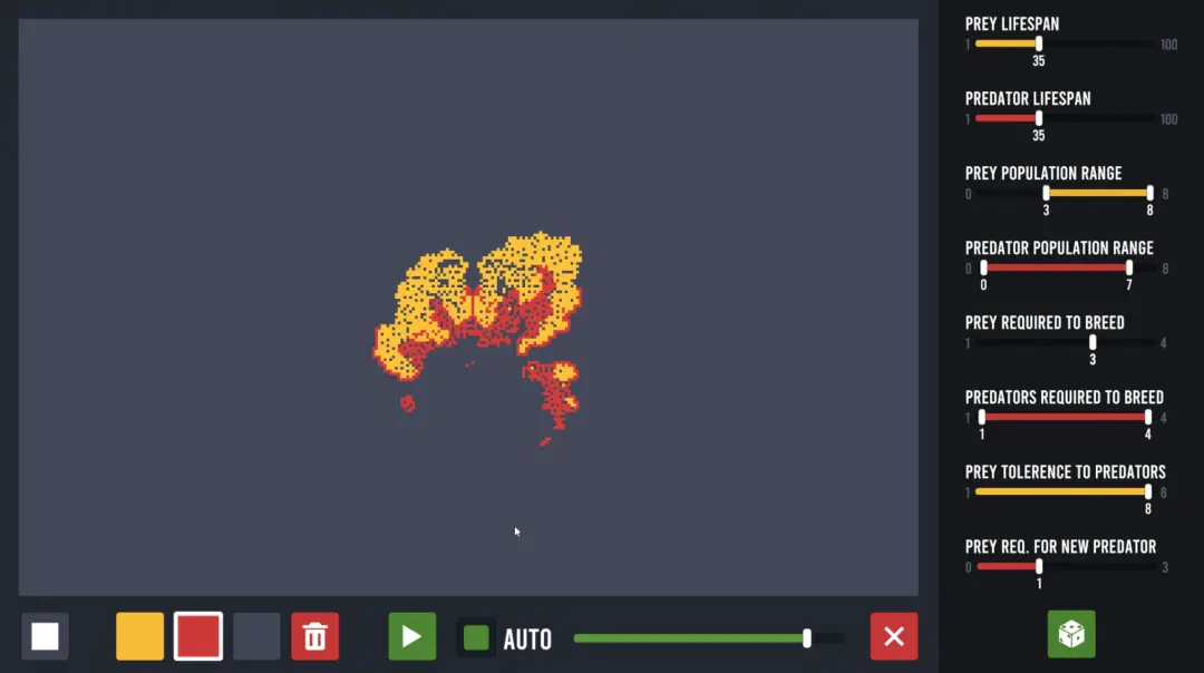 网友DeJMan制作的捕食者-猎物模拟器